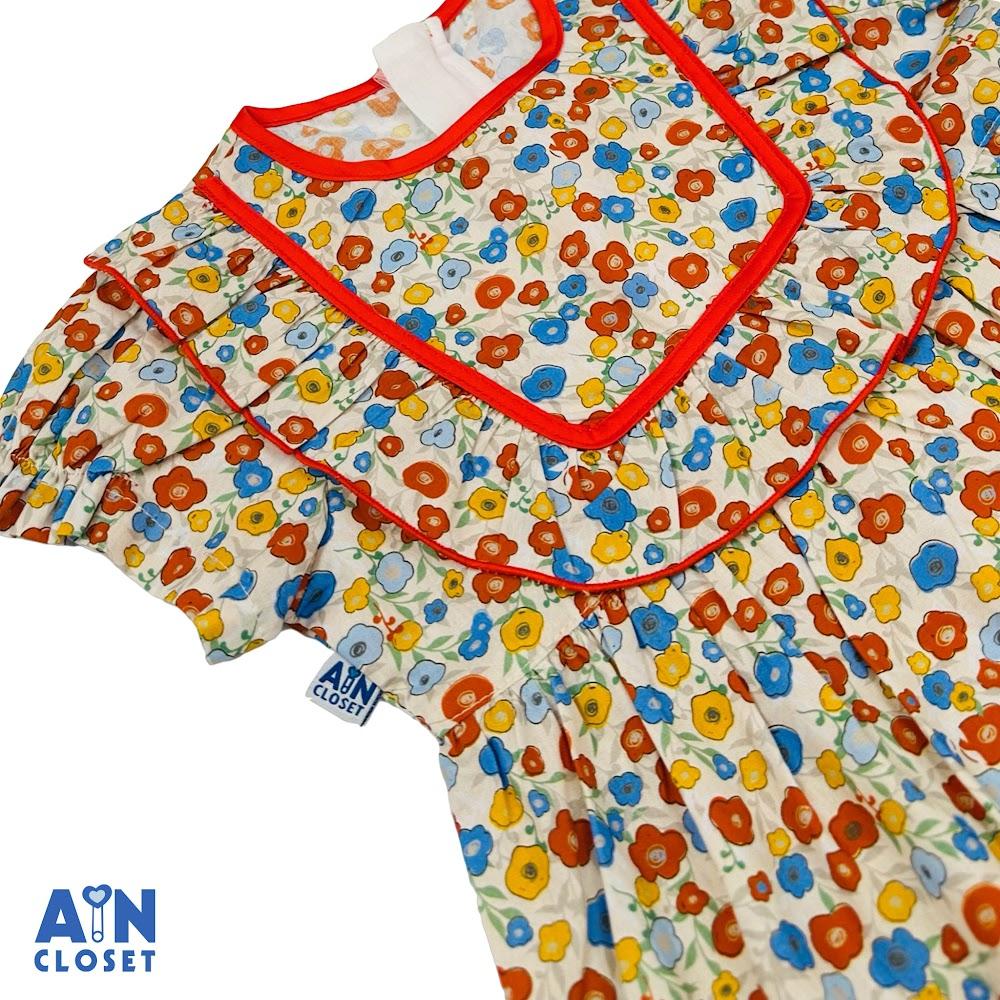 Đầm bé gái hoạ tiết Hoa Nhí Đỏ Cotton - AICDBG0S24YA - AIN Closet