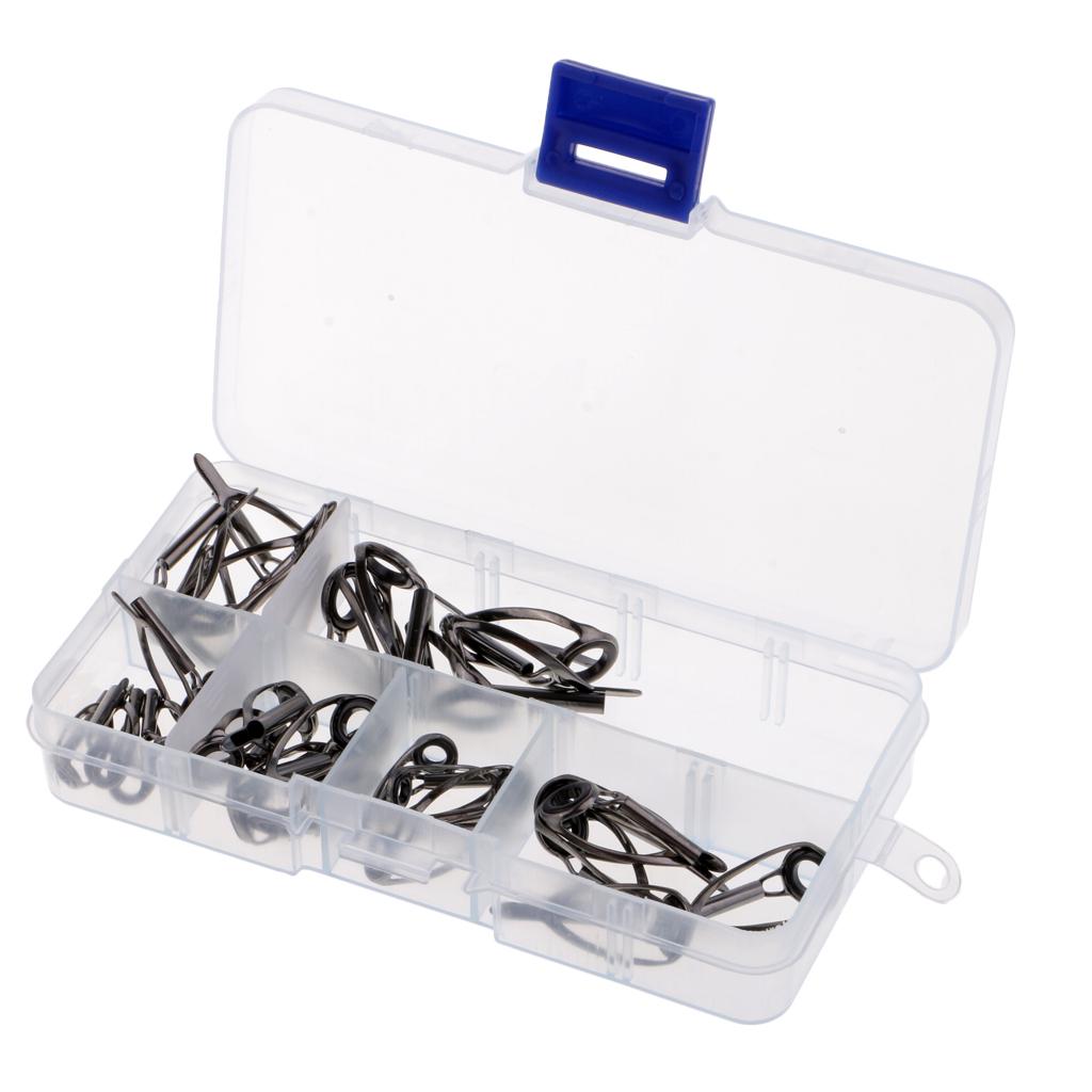 30pcs Durable Fishing Rod Guides Tips Set Rod Repair Kit Eye Ring 2.2#-3.0#