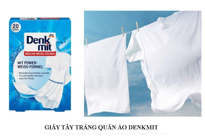 Giấy Tẩy Trắng Quần Áo Denkmit, Tẩy Trắng Hiệu Quả, An Toàn Với Quần Áo, Giữ Vải Bền Màu, Dùng Cho Máy Giặt, Nhập Đức