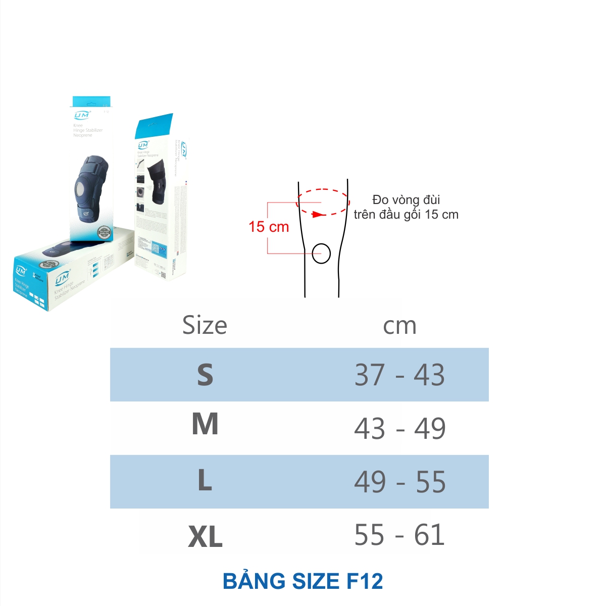 Bó gối đai dán có nẹp neoprene United Medicare (F12)