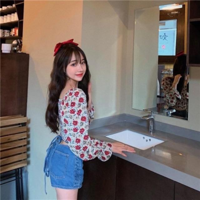 ÁO TRỄ VAI HOA BO THUN