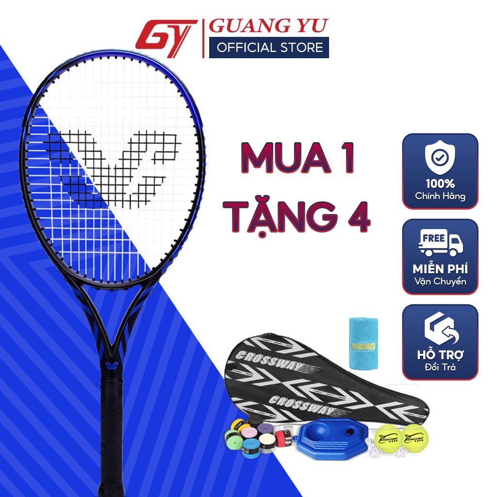 Vợt Tennis GUANG YU Khung Sợi Carbon Cao Cấp Tặng Kèm Bộ Đế Và Bóng Tập Luyện