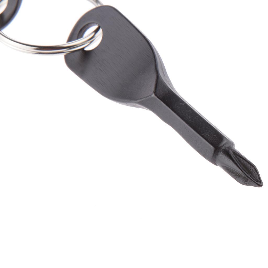 Black 2 Keys Stainless Steel Screwdriver Keychain Outdoor Sport Pocket Tool