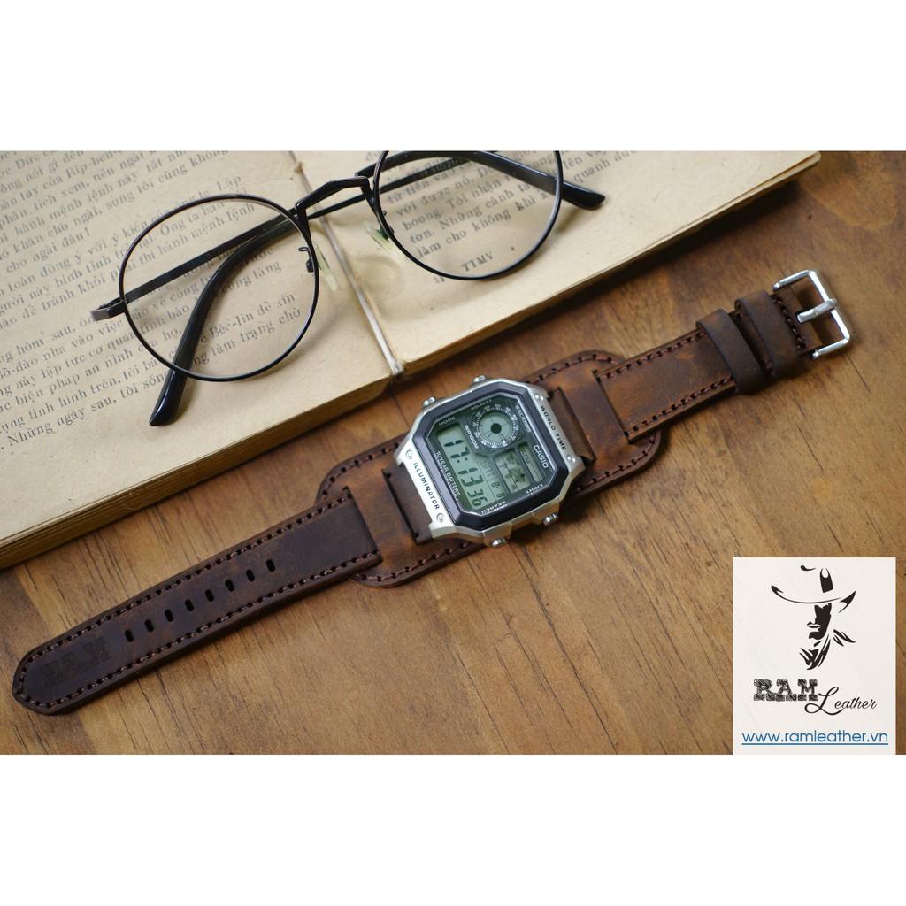 DÂY CASIO AE1200 KIỂU ĐỨC DA SÁP NGỰA ĐIÊN CỰC CHẤT - RAM BUNDSTRAP B1 SN