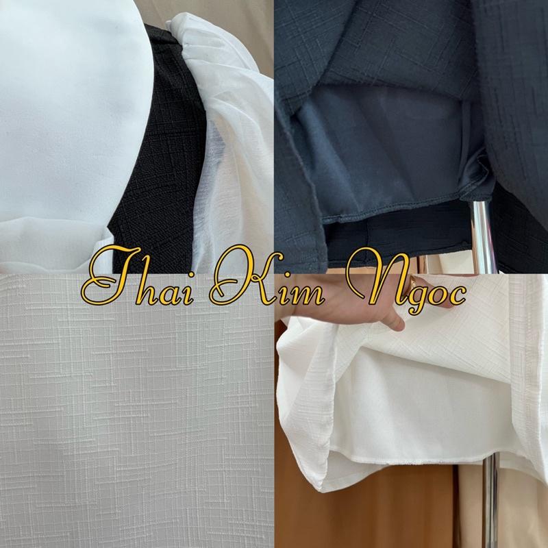 Đầm tiểu thư nơ cổ dài tay xinh xẻoo
