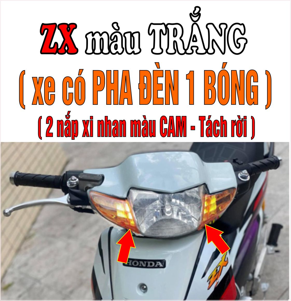 [TẶNG TEM] Bộ vỏ nhựa màu TRẮNG cho xe Wave Wave Zx đời 1997 đến  2006 -TKB-543(8029)