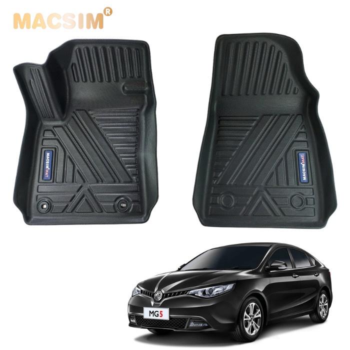 Thảm lót sàn xe ô tô MG 5 2018 - nay Nhãn hiệu Macsim chất liệu nhựa TPV cao cấp màu đen