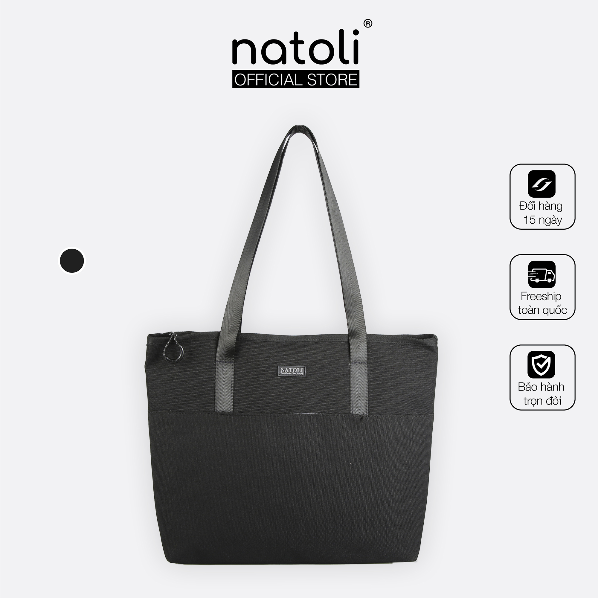 Túi tote unisex Elegant Chicbag chính hãng NATOLI chất vải canvas có khóa kéo chống nước nhiều ngăn