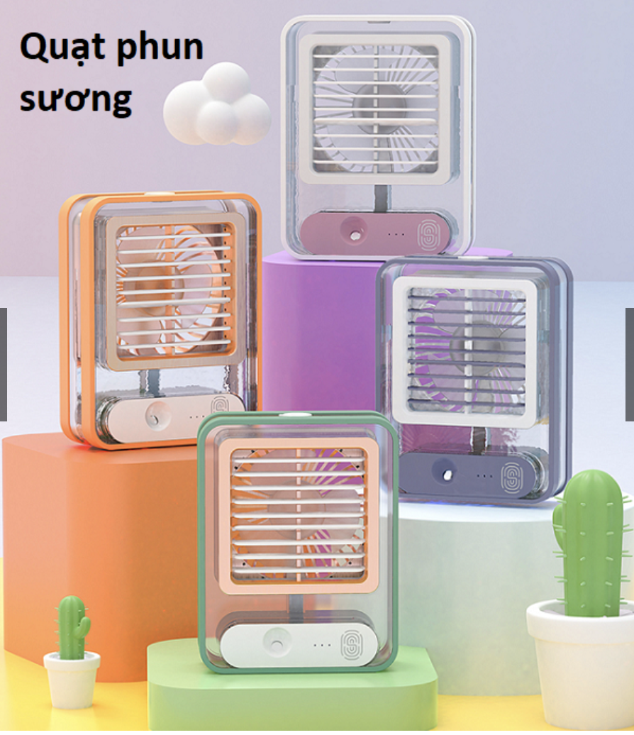Quạt Điều Hòa Mini Cảm Ứng - Để Bàn Phun Sương Tạo Độ Ẩm Sử Dụng Cổng Sạc USB Tiện Dụng - Giao màu ngẫu nhiên