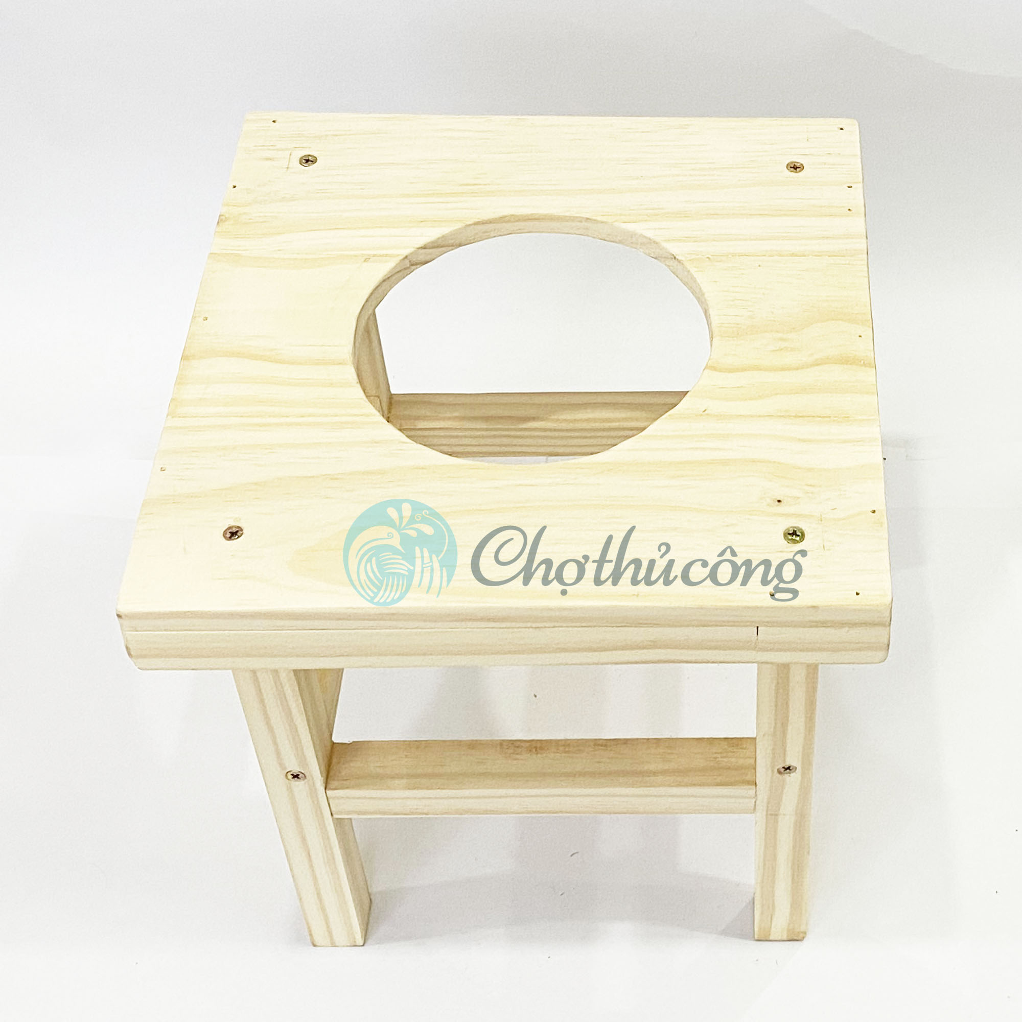 Ghế xông phụ khoa - Ghế xông hơi sau sinh từ gỗ thông tự nhiên cao cấp, tặng quây cách nhiệt nỉ VNXK