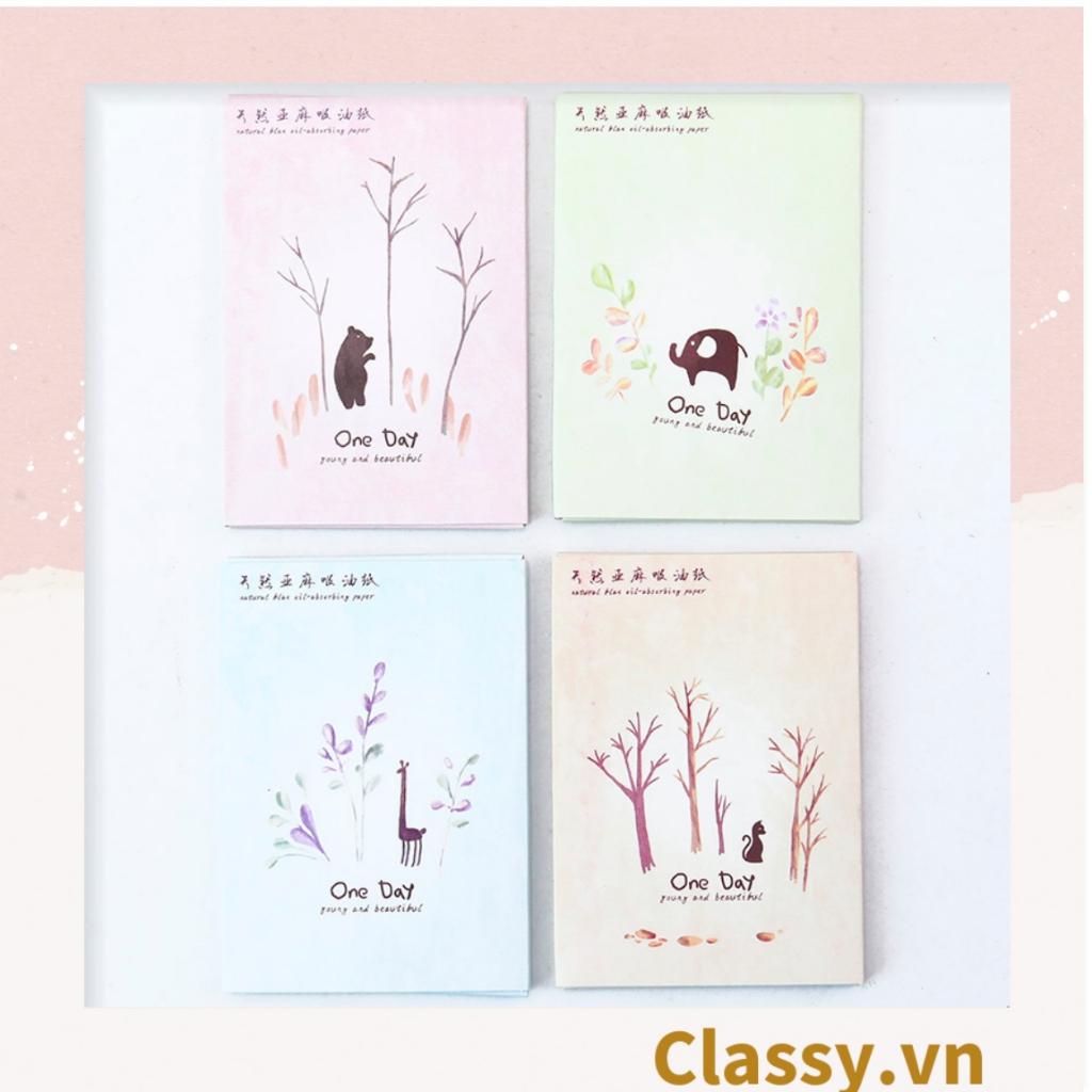 Bộ 50 miếng giấy  Classy thấm dầu màu xanh chiết xuất từ ​​hạt lanh dành cho bạn gái Giấy thấm dầu cho da mặt PK954