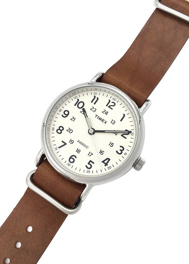 Đồng Hồ Unisex Dây Da Timex Weekender™ Leather Oversized T2P495 (40mm) - Nâu