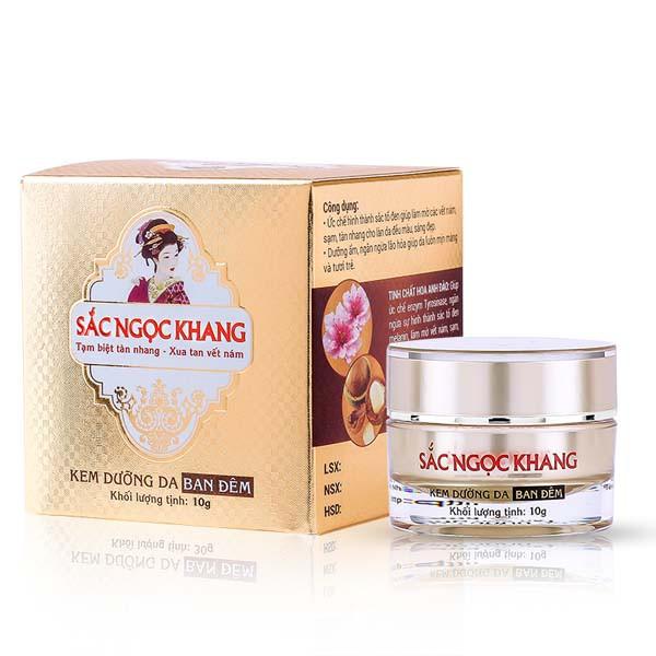 Kem Dưỡng Da Ban Đêm Sắc Ngọc Khang 10g giúp dưỡng da ẩm mịn, tươi sáng và mờ nám - sạm - tàn nhang