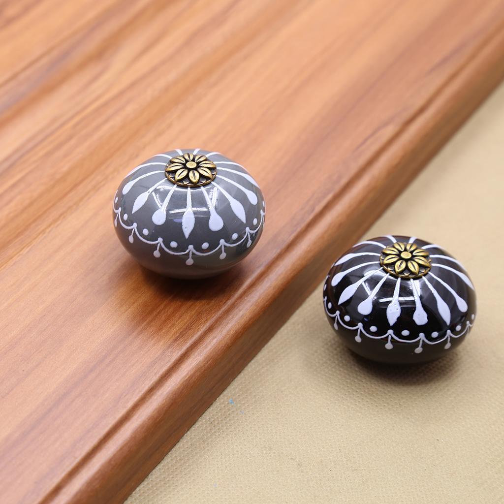 2xCeramic Cabinet Knobs Drawer Furniture Hardware Door Pull Handle Black