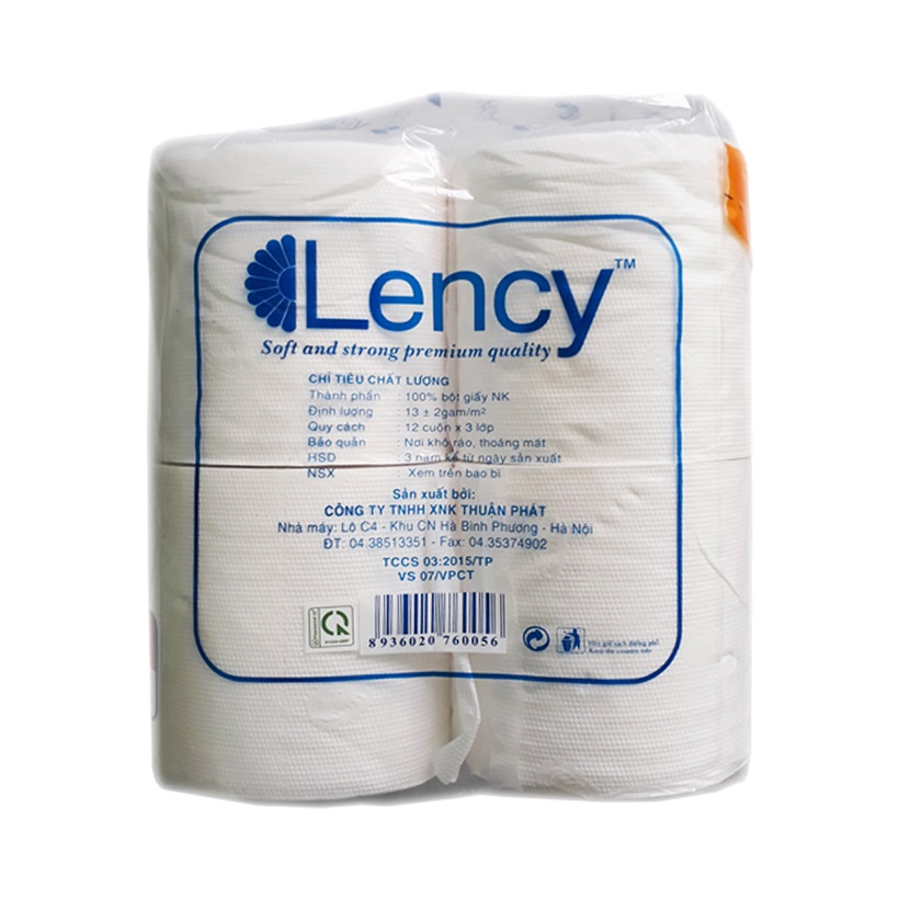 Giấy vệ sinh cao cấp LENCY ( 12 cuộn x 3 lớp )