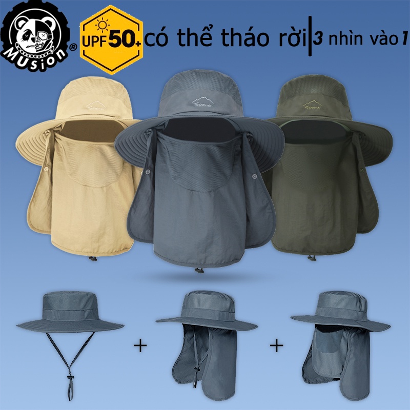 Mũ nón chống nắng nam đi cắm trại Đánh Golf Du Lịch Thể Thao Dã Ngoại Chơi Sports cho Nam – chống tia UV – bảo vệ da đầu rộng vành cao cấp Tai Bèo Trơn Khăn Chống Nắng Kết Hợp Mũ