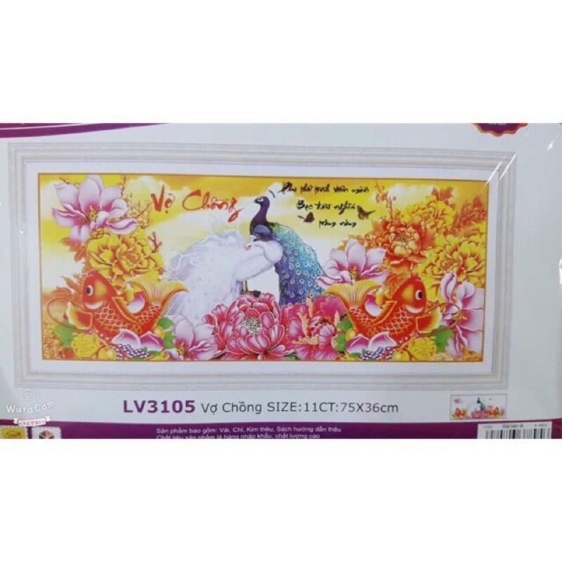 Tranh thêu chữ thập Vợ Chồng LV3105 chưa thêu