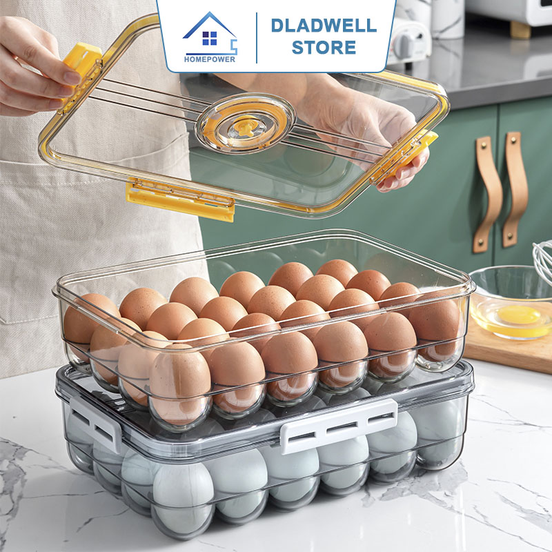 Hộp đựng trứng, khay trứng, hộp bảo quản thực phẩm tủ lạnh Homepower cao cấp, trên nắp đậy có phần ghi chú thời gian bảo quản tiện lợi