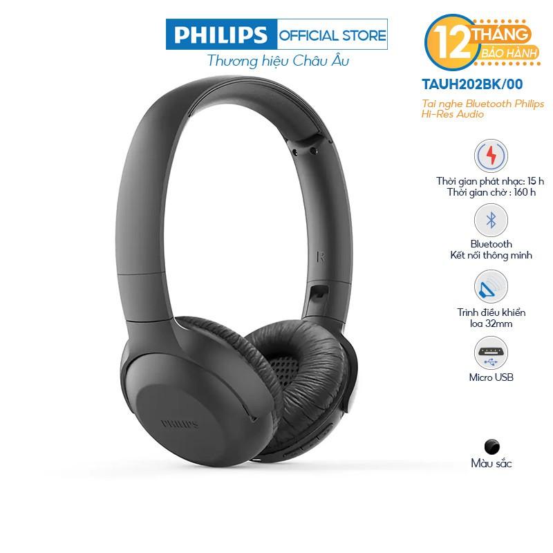 Tai nghe Philips Bluetooth Có Bass TAUH202BK/00, Màu đen - Hàng nhập khẩu