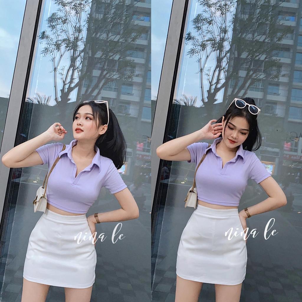 áo croptop rip cổ bẻ - freesize dưới 55kg - Carotshop - CRS