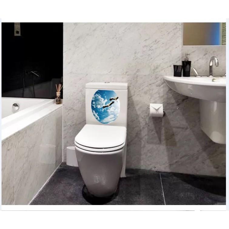 Decal dán toilet - chim bay