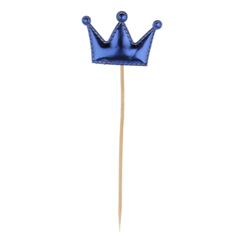 20 Pieces PU Crown Cake Topper Birthday Party Cupcake Picks Multi