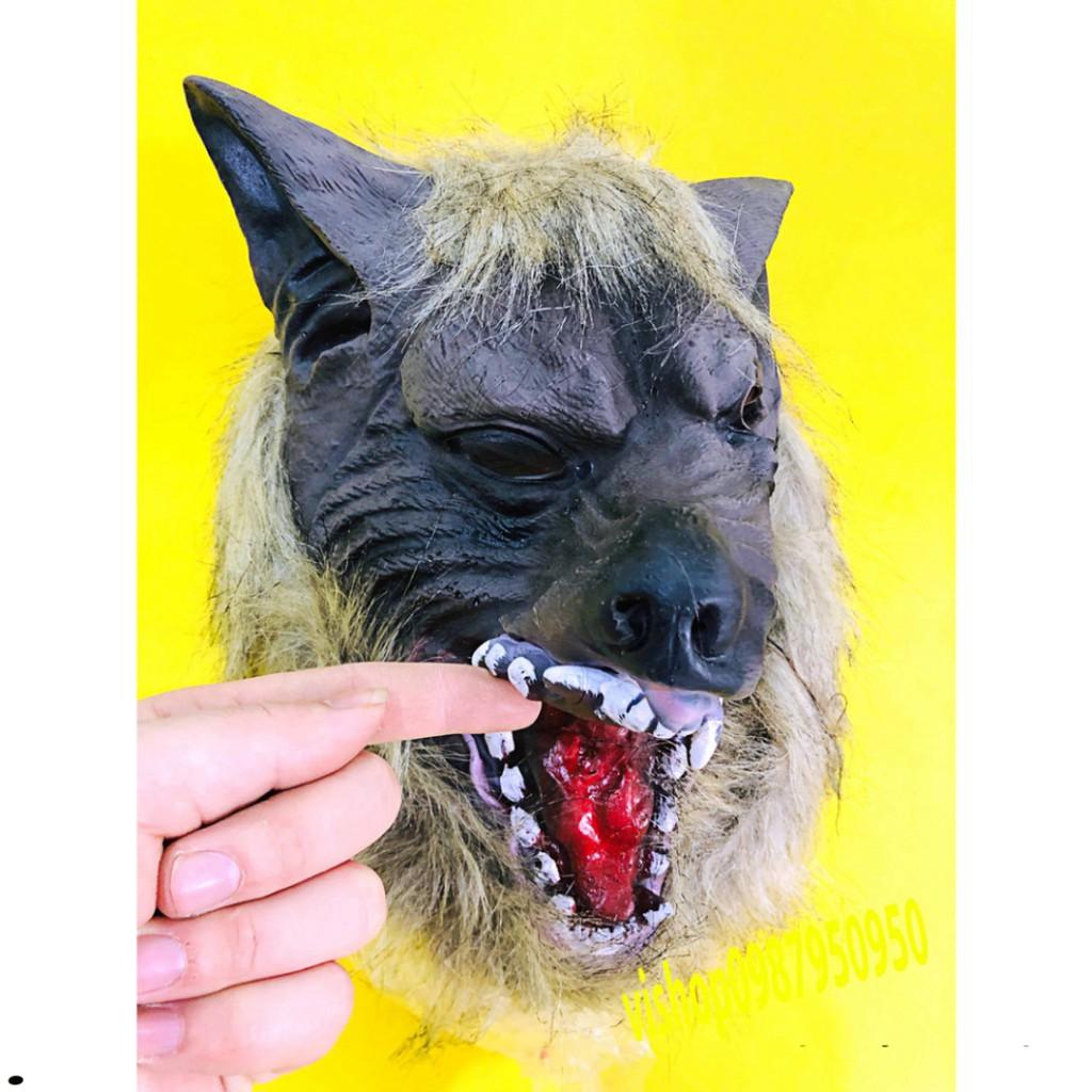 MẶT NẠ CHÓ SÓI LÔNG-Mặt nạ đầu chó sói siêu ngầu, siêu lầy-Mặt nạ hóa trang Halloween hình chó sói vui nhộn