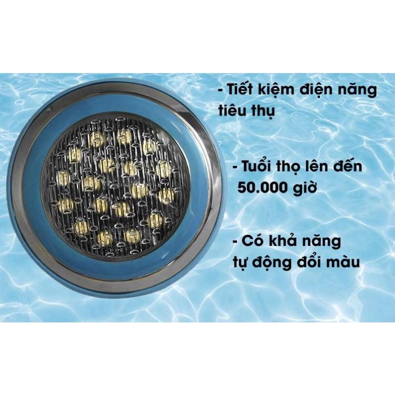 ĐÈN LED DƯỚI NƯỚC, Đèn Ốp Bể Bơi 9W, 12W Vỏ Ngoài Inox Viền Xanh Trang Trí Bể Bơi Hoặc Hồ Cá Hay Ốp Tường