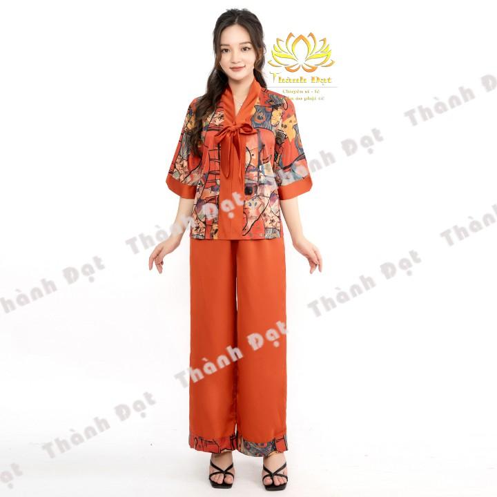 Bộ Quần Áo Đi Chùa Lụa Nơ Chất Lụa Vân Mềm Mịn, Thoáng Mát, Mặc Cực Đẹp, Thoải Mái, Duyên Dáng Trẻ Trung