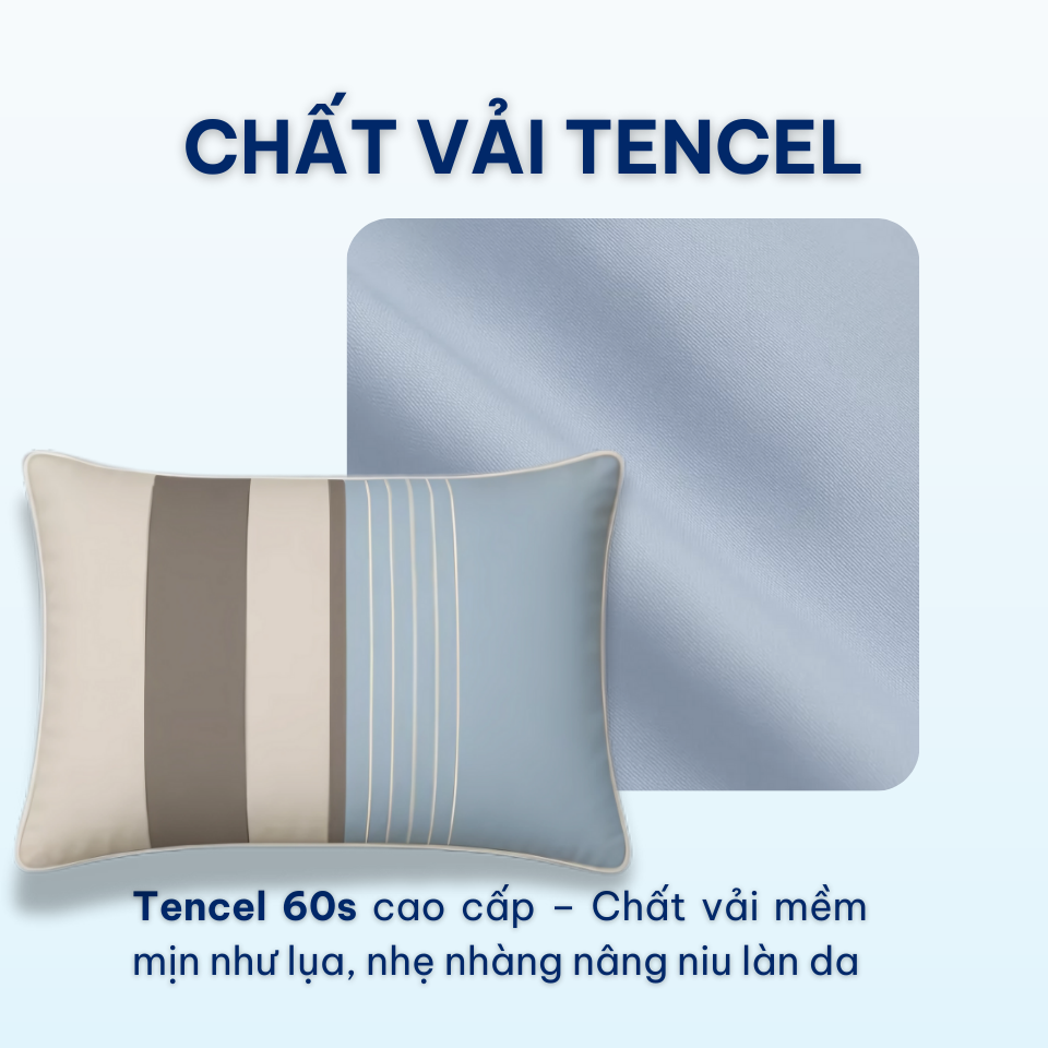 Vỏ Gối Nằm Gối Ôm Tencel 60s Emdream Cao Cấp 50x70cm Áo Gối Nằm Mát Mềm Mịn Bao Gối Đẹp Vỏ Gối Tencel Sang Trọng