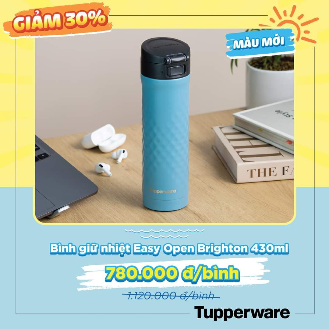 Bình giữ nhiệt Easy Open Brighton 430ml TUPPERWARE HÀNG CHÍNH HÃNG