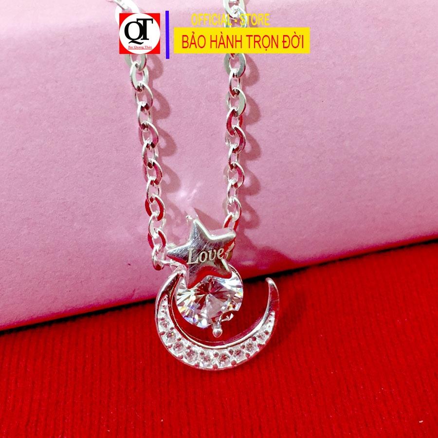 Dây chuyền nữ mặt dây khắc tên theo yêu cầu chất liệu bạc 925 gắn đá cobic cao cấp trang sức Bạc Quang Thản - QTBTS17