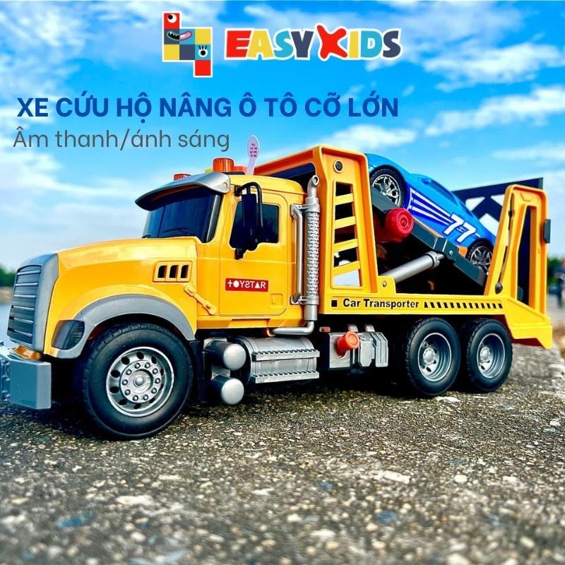 Xe Cứu Hộ Đồ Chơi Cỡ Lớn Cho Bé, Xe Cứu Hộ Nâng Ô Tô Giao Thông Có Đèn Nhạc