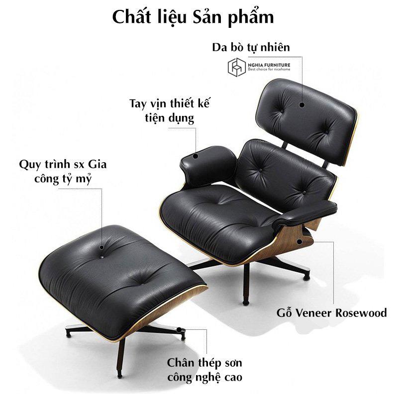 Ghế thư giãn Nghia furniture EAMES LOUNGE - Biểu tượng ghế thư giãn cao cấp vượt thời gian