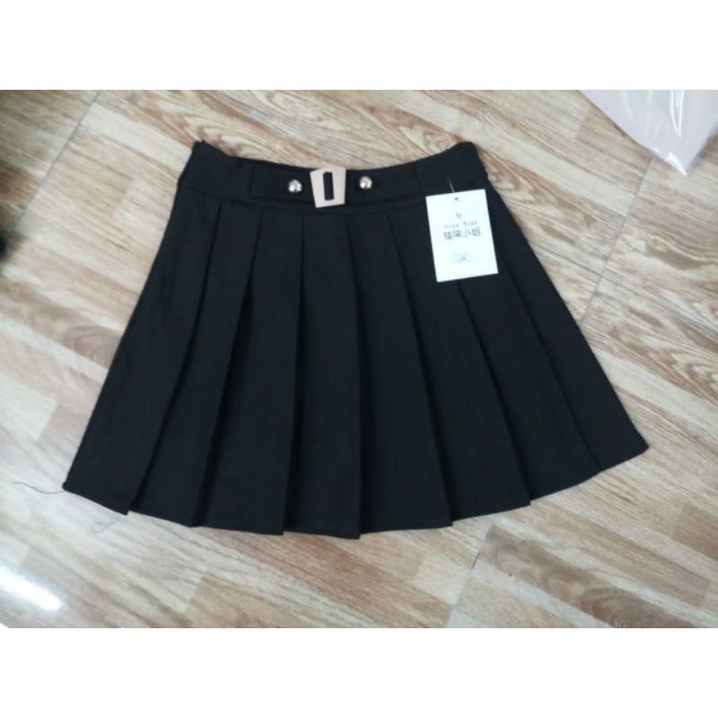 Chân váy dập ly khuy giữa hàng QC