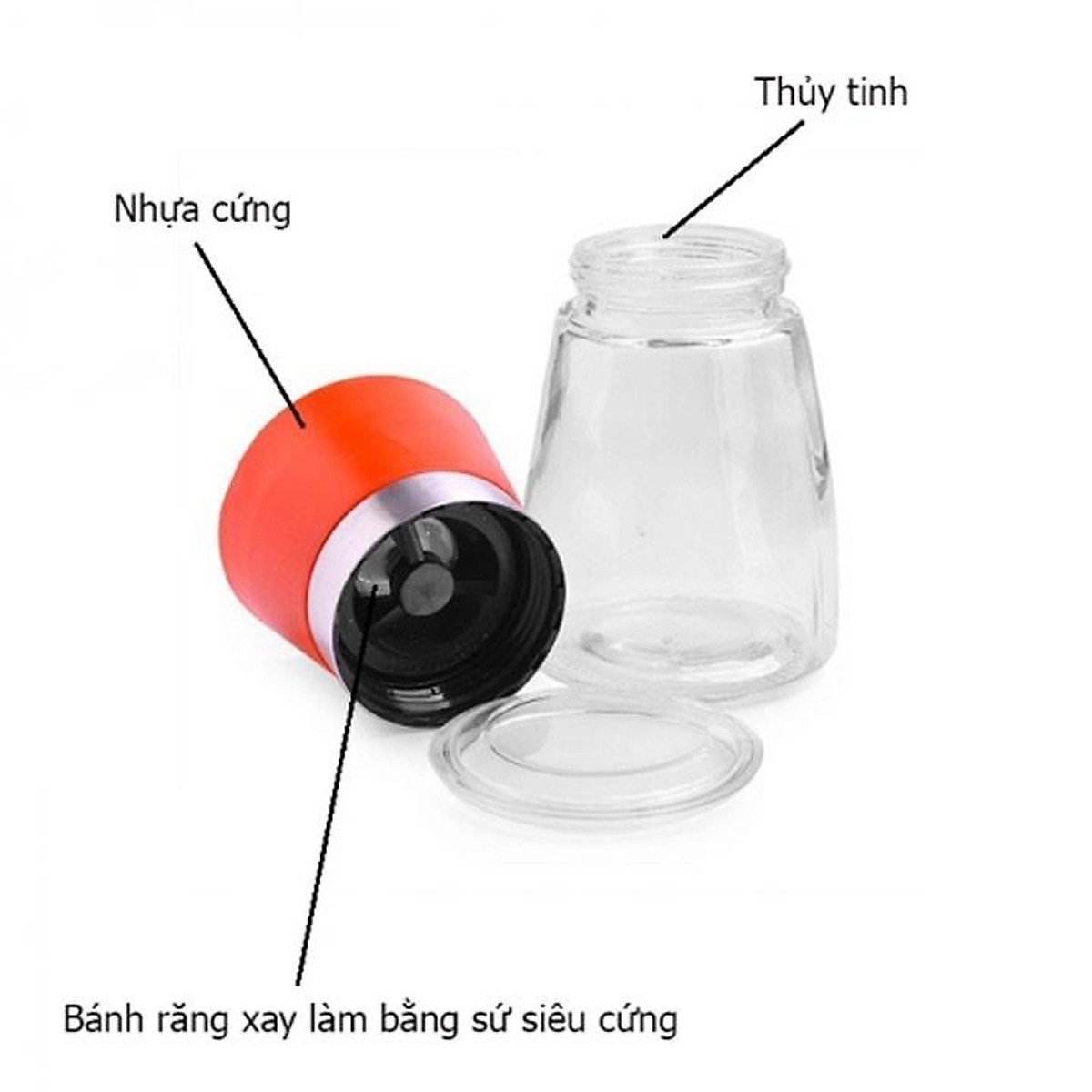 Lọ xay tiêu cầm tay SANI CKO115 140ml - Lọ bằng thủy tinh, lưỡi dao bằng sứ xay nhuyễn tốt, nắp bằng gỗ sồi, tiện dụng, dễ sử dụng