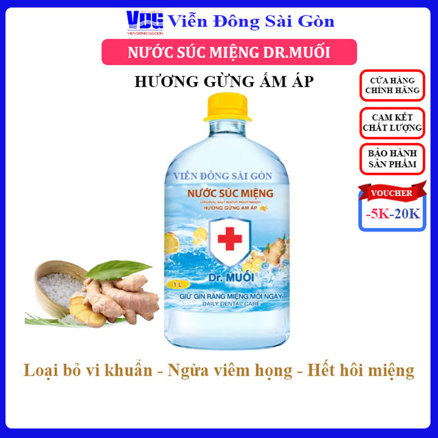 Nước súc miệng Dr. Muối hương Gừng ấm áp (1000ml)