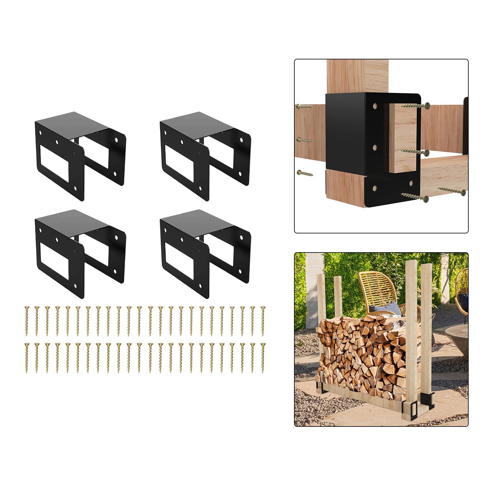 Firewood Bracket Storage Holder Outdoor Indoor Log Rack Storage