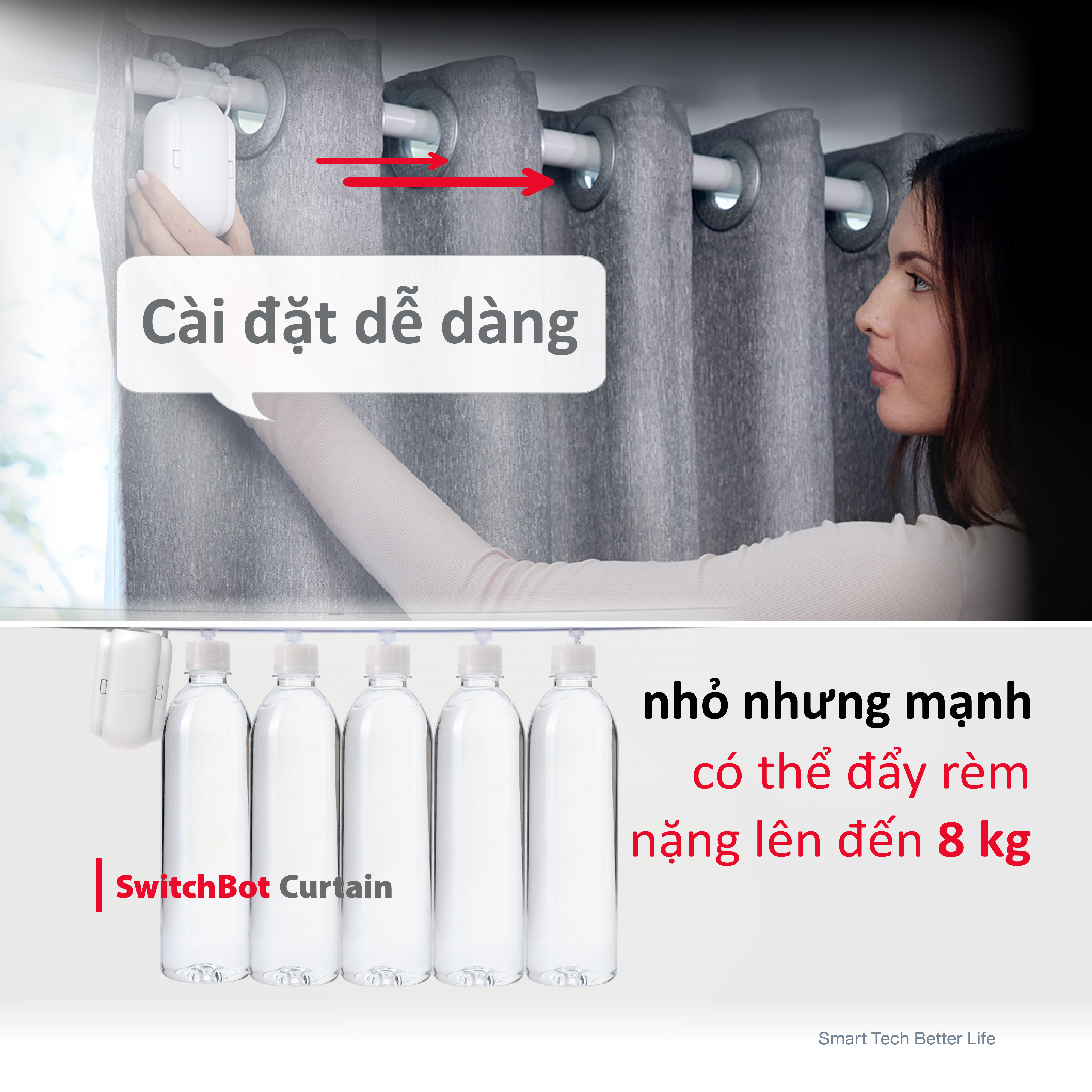 Thiết bị rèm cửa thông minh VAYO - SwitchBot Curtain - Hàng chính hãng - Motor điện thông minh - Điều khiển qua app, cài đặt thời gian, cảm biến ánh sáng, liên kết Hub Mini/++ tương thích với Alexa, Google Home, HomePod, IFTTT