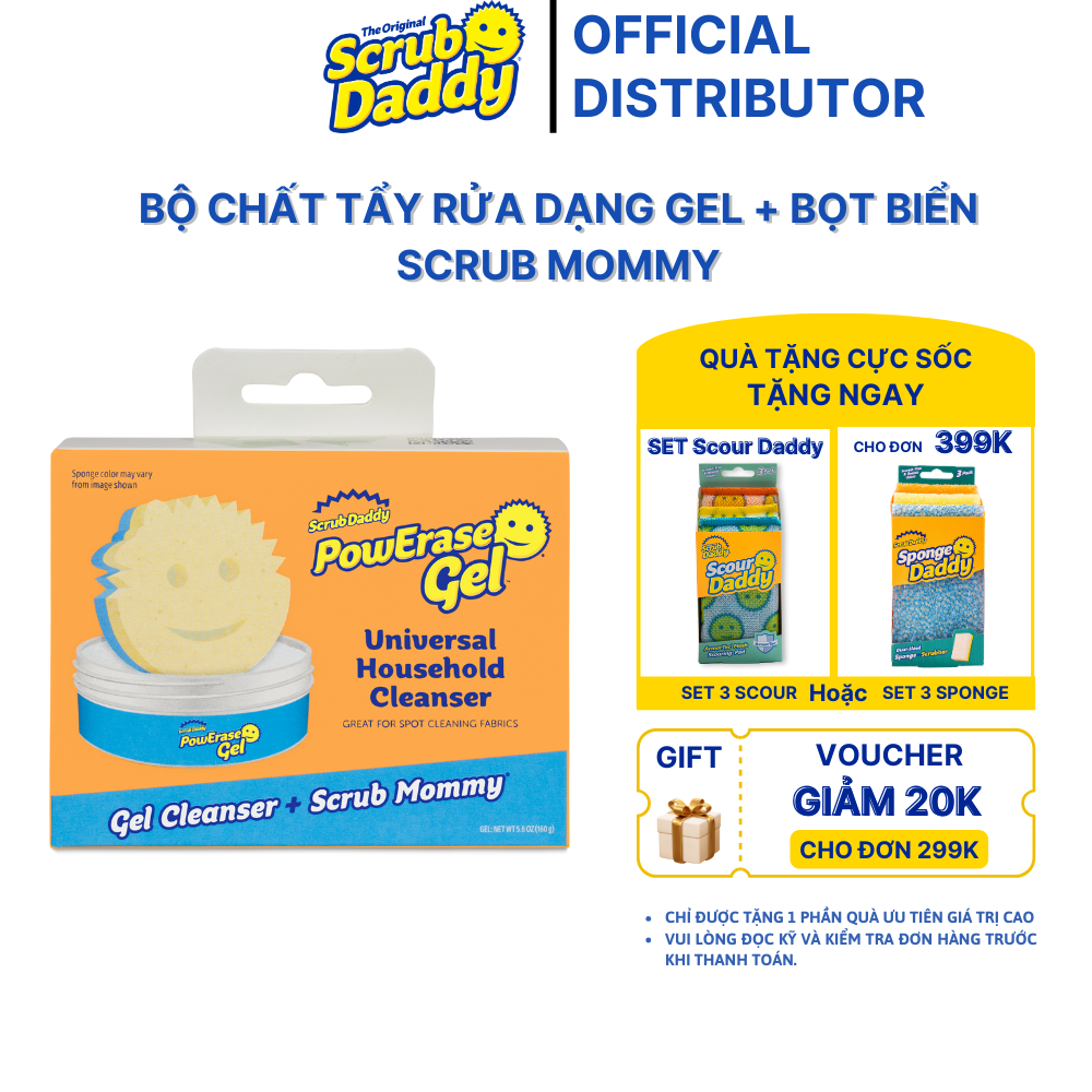 Bộ Chất Tẩy Rửa Dạng Gel PowErase Gel + Bọt Biển Scrub Mommy