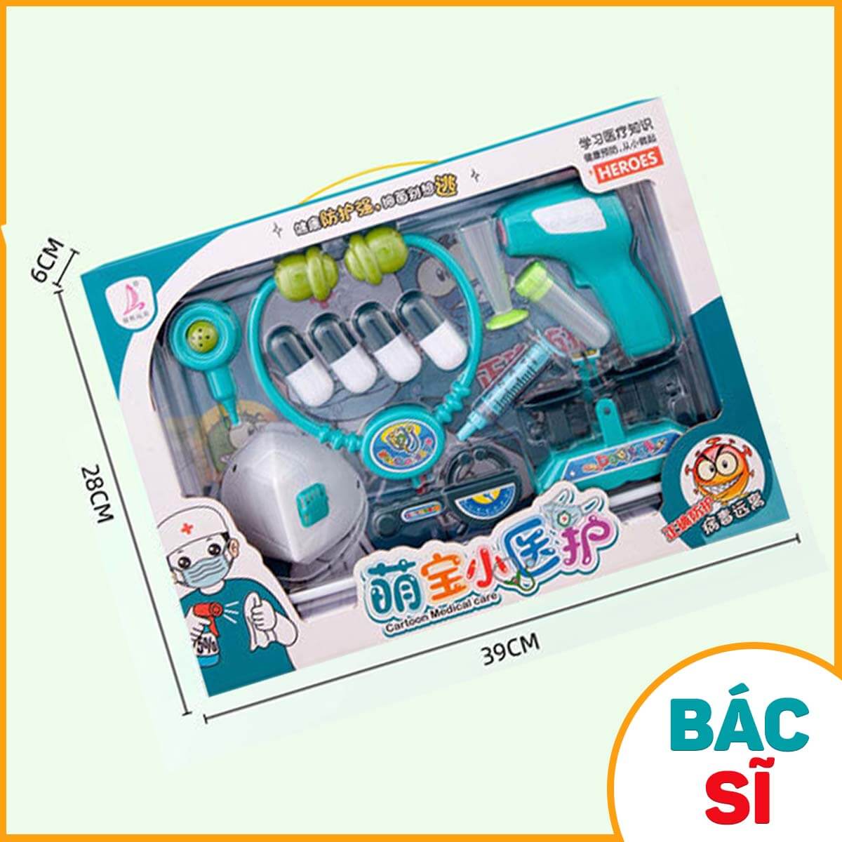 Bộ Đồ Chơi Bác Sĩ Khám Bệnh Cho Trẻ Em Bé Gái Màu Hồng, Bé Trai Màu Xanh Nhập Khẩu. - Bác Sĩ