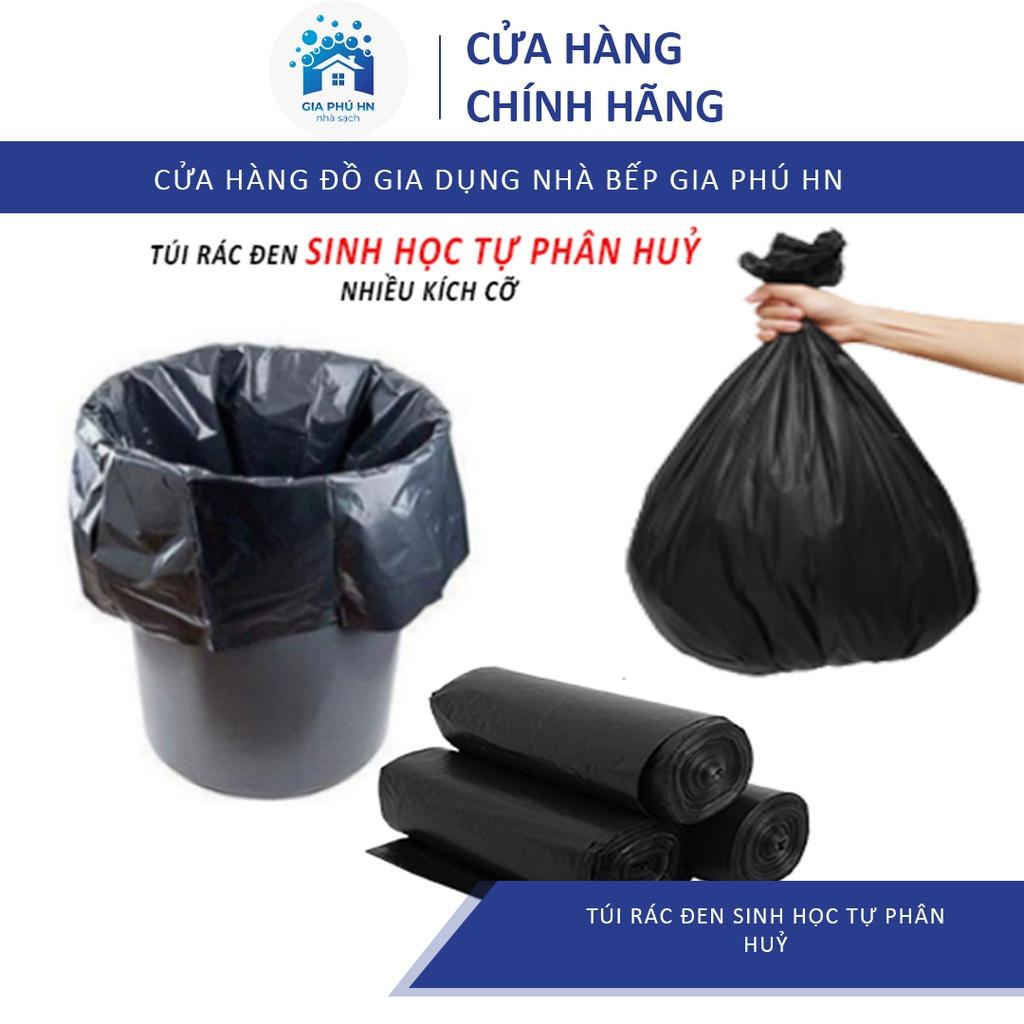 1KG Túi Đựng Rác, 3 Cuộn Trung 55x65 cm Túi Ni Lông  Đen , Tự Hủy Túi  Rác Đen Sinh Học