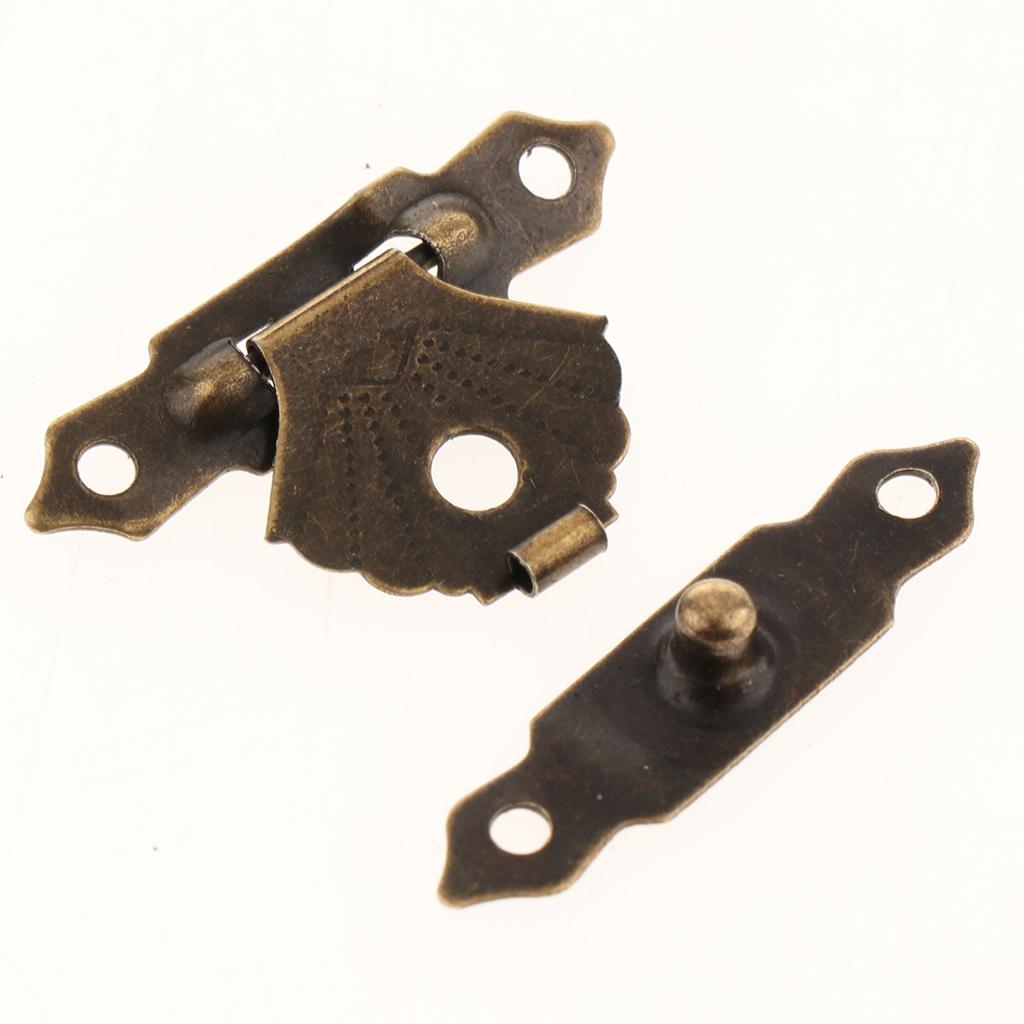 2x12pcs Wooden Box Buckle Triangle Flower Metal Hasp Latch Buckle Brown