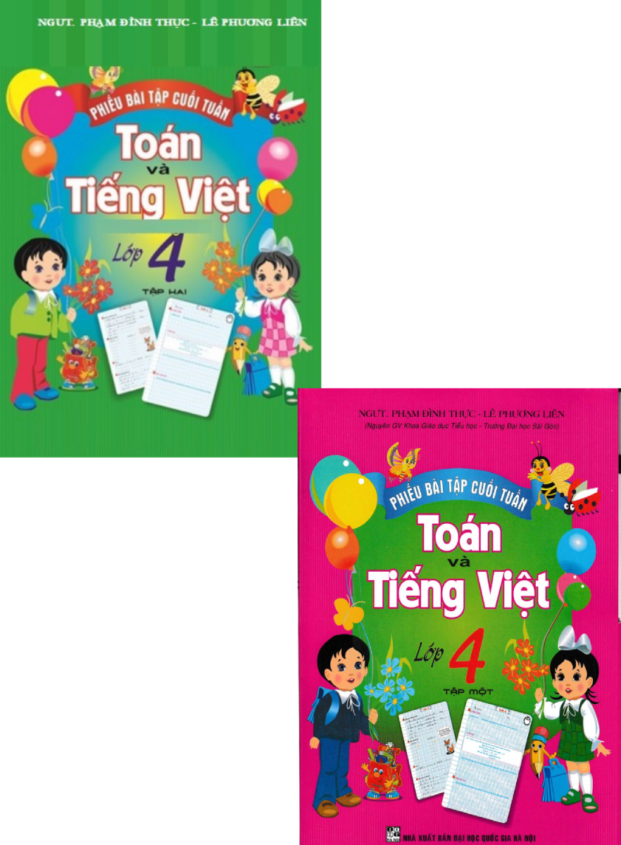 Sách tham khảo- Combo Phiếu Bài Tập Cuối Tuần Toán-Tiếng Việt Lớp 4 (Bộ 2 Cuốn)_HA