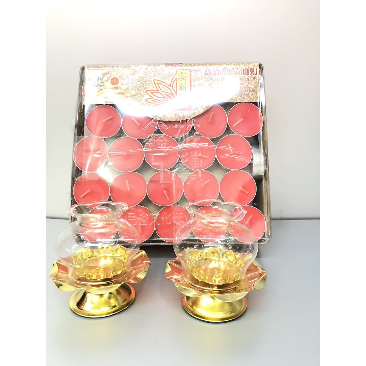 Combo 2 chiếc Đế để nến thờ hợp kim, có bóng đèn thuỷ tinh KH752883