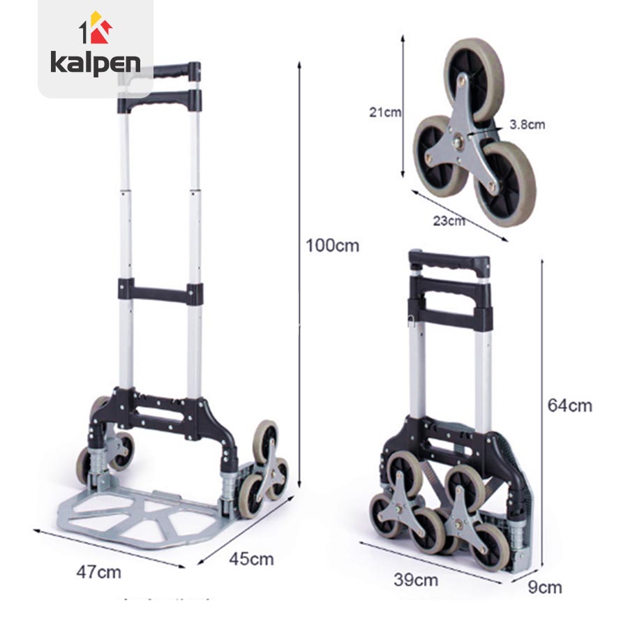 Xe (Kéo) Đẩy Hàng - 6 Bánh Leo Cầu Thang Thông Minh - Trọng Tải Lên Đến 150kg (Kalpen XKK01) Hàng Chính Hãng