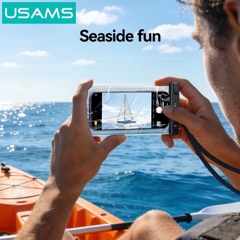 Túi Chống Nước Điện Thoại USAMS YD016 IPX8 7.2 Inch Đi Biển, Đi Bơi Chống Nước Tuyệt Đối, Có Dây Đeo Tháo Rời - Hàng Chính Hãng