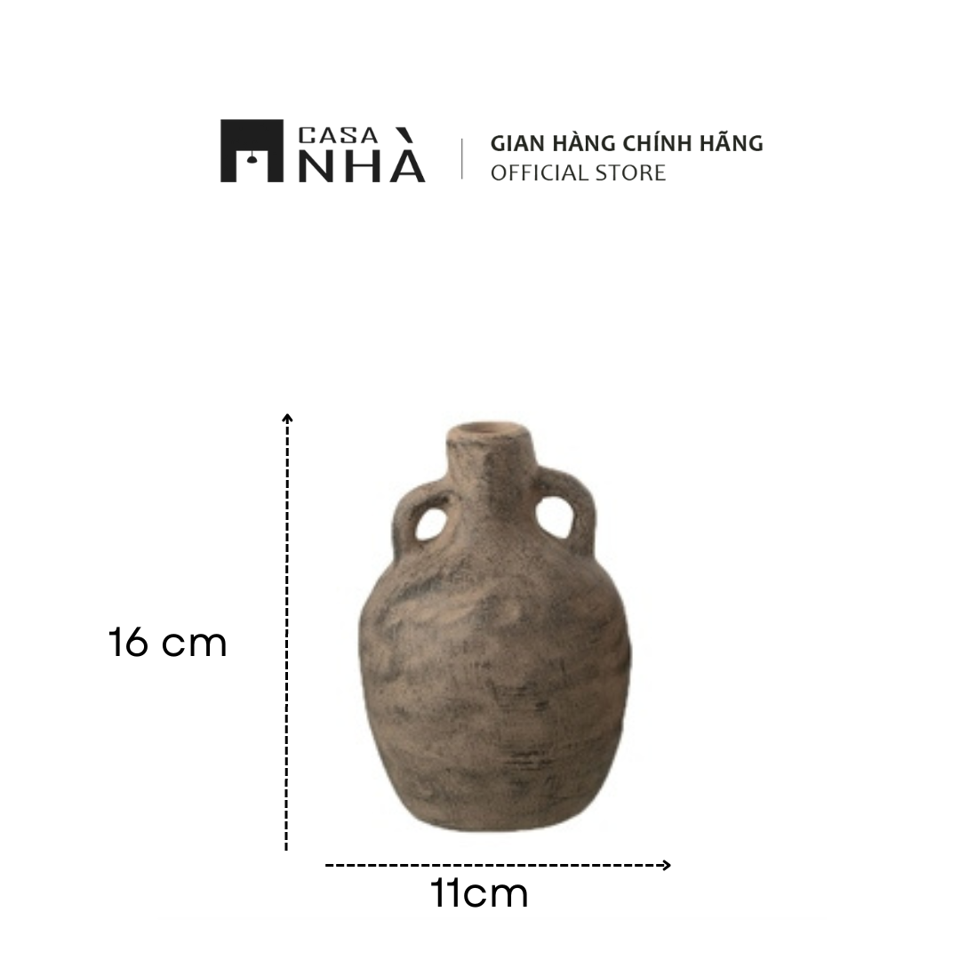 Bình Gốm Cắm Hoa Trang Trí Có Quai - Set 3 Bình Cắm Hoa Cao Cấp Màu Be | Casanhà Home Furniture