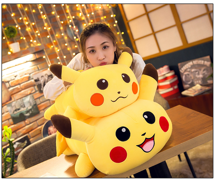 Gấu bông pikachu, thú nhồi bông gối ôm pikachu cao cấp vải nhung co giãn 4 chiều