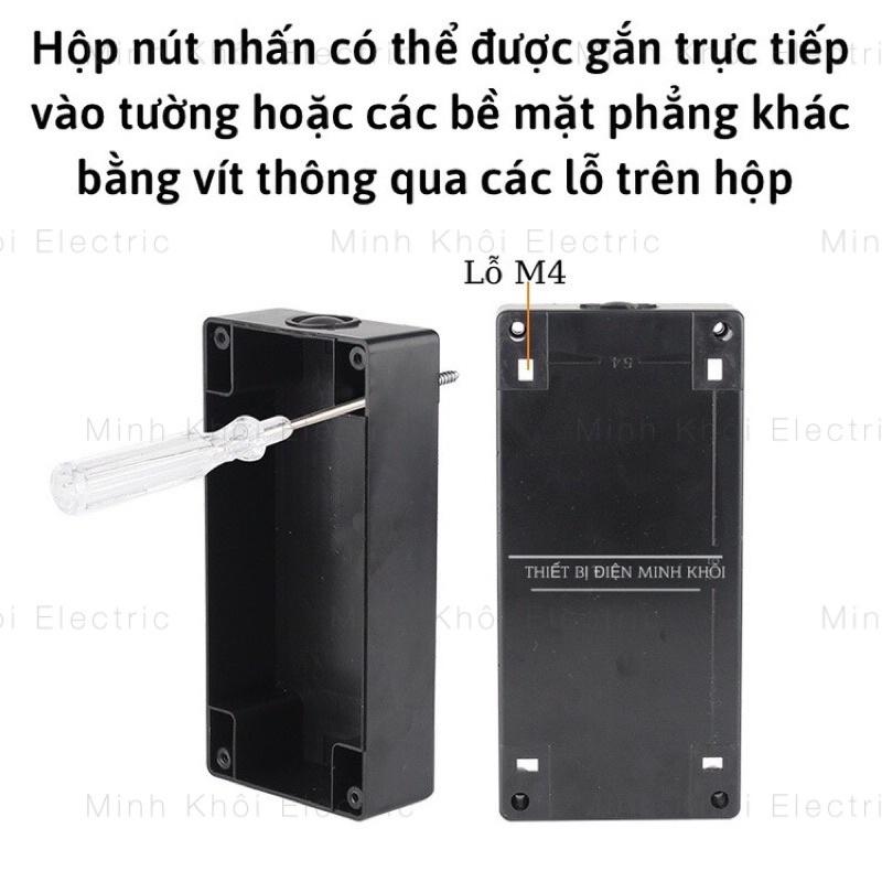 Hộp Nút Nhấn Lỗ Nhựa Phi 22 Cao Cấp, hộp điều khiển nút ấn, công tắc